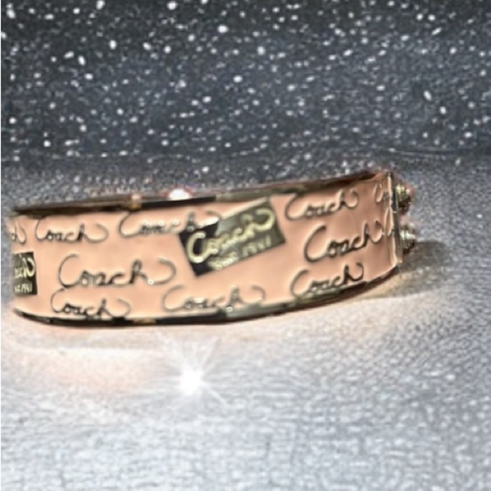 Coach Pink and Silver Logo Bangle